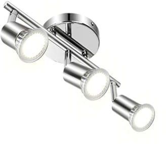 Aigostar Lámpara de Techo LED Focos， Plafón con Focos GU10 3 Luces para Ángulo Ajustable y Giratorio para Interior Focos de Techo Orientables para Dormitorio Cocina (Sin bombillas)