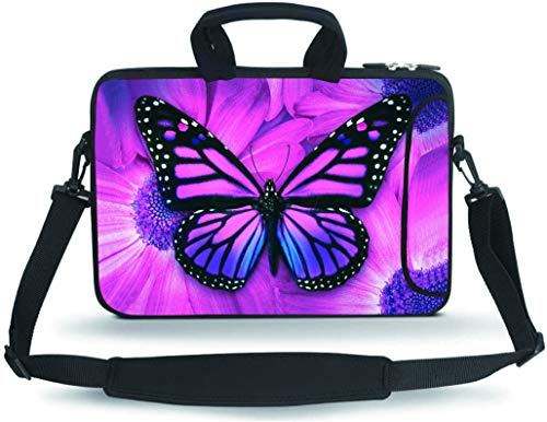 HYUTOTA 14 15 15.4 15.6 inch Messenger Bag Carrying Case Sleeve with Handle Accessory Pocket Fits 14 to 15-Inch Laptops/Notebook/Ebooks/Kids Tablet/Pad(Big Butterfly)