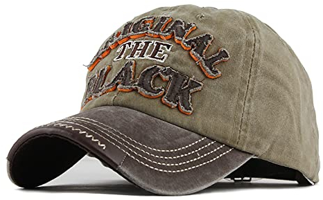 YULOONG Vintage Baseball Cap Stickerei SCHWARZ Washed Denim Trucker Cap 100% Baumwolle Sonnenhut für Männer Frauen Verstellbare Größe Khaki