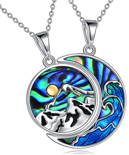YAFEINI vänskapskedja sterlingsilver sol och måne hänge halsband bästa vänner smycken för 2 flickor