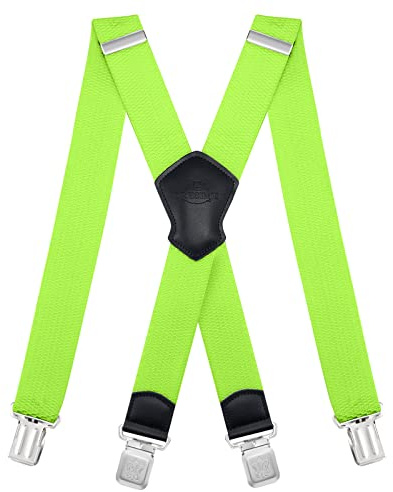 Dresime Bretelle da Uomo per pantaloni con 4 clip forti 4 cm di larghezza, per Uomini e Donne Grandi e alti Larghezza Regolabile di Elastiche e Forma a X Elastica