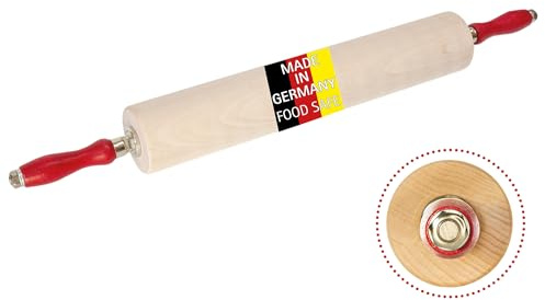 Mattarello Legno professionale – in un unico pezzo di legno di faggio – cuscinetti a sfera (rotolo da forno) (45 cm)