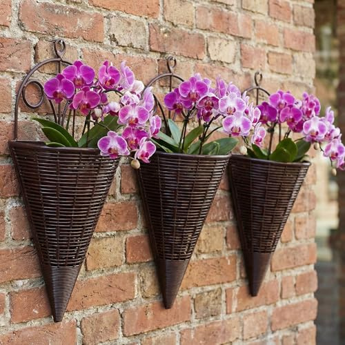 Mipcase 3Pcs Hanging Baskets Outdoor, Macrame Plant Hanger, Wall Hanging Flower Pot Holder, Decorative Organizer for Fence, Garden, Home
