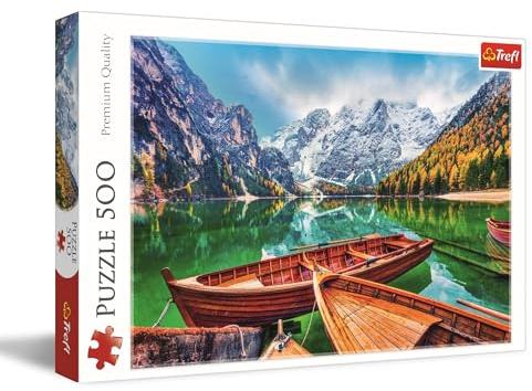 Trefl Lake Braies, Italy 500 Piece Jigsaw Puzzle Red 19x13 Print, DIY Puzzle, Creative Fun, Classic Puzzle for Adults and Children from 10 Years Old