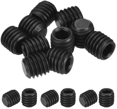 sourcing map 20Pcs Hex Socket Grub Screw, M5x5mm 304 Stainless Steel Head Socket Set Screws Flat Point Grub Bolt for Door Handles, Light Fixture Repair, Black