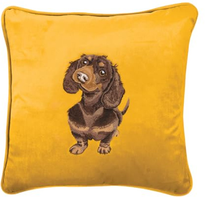 Wrendale Designs by Hannah Dale 'Little Sausage' Dachshund Embroidered Cushion
