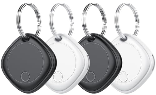 Air Tracker Tags-4 Pack, Bluetooth Tracker Works with Apple Find My APP (iOS Only), Bluetooth Smart Air Tag Keys Finder and Item Locator for Keys, Bags, Luggage, Wallet, Replaceable Battery