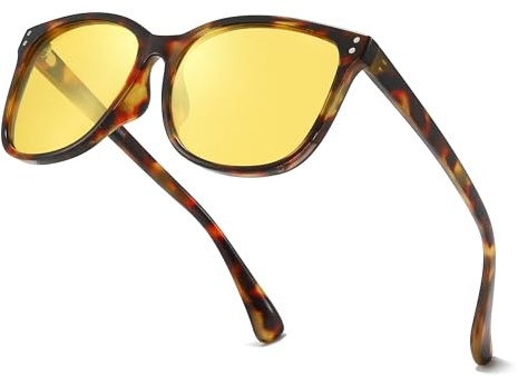 LVIOE Night Vision Glasses for Driving Anti-Glare Yellow Lens, Offering Clearer Visibility in Rainy/Foggy Conditions