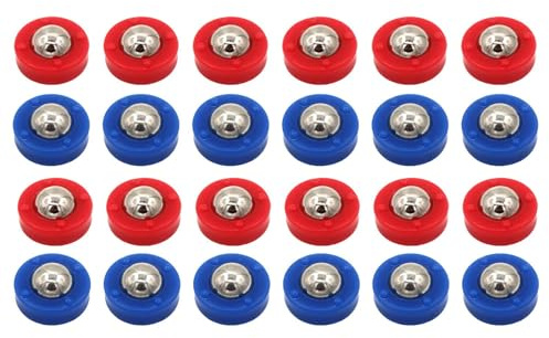 Small Shuffleboard Replacement Pucks, 24PCS Curling Game Accessories, Funny Sliding Rollers Set, Portable Tabletop Shuffleboard Beads for Indoor Family Games, Red and Blue