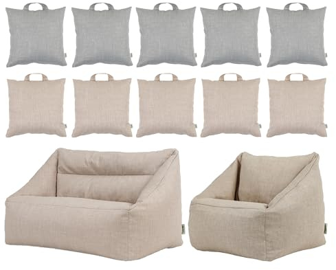 Eden Learning Spaces Kids Water-Resistant Woven Seating Bean Bag Bundle, Set of 3