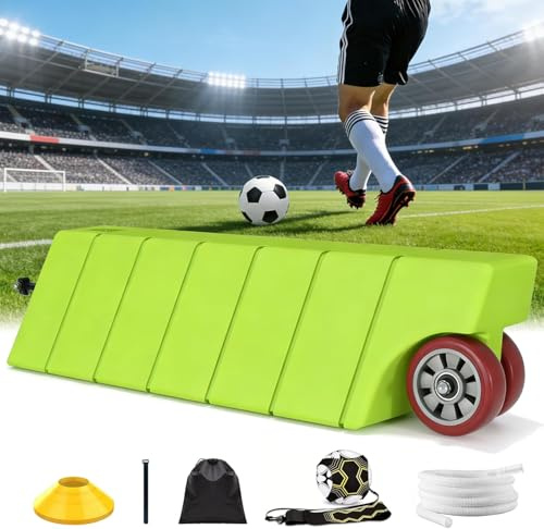 Northdeer Extra Large Soccer Rebounder Board, Portable High Elasticity Soccer Wall, Dual Surface Football Goals Training Equipment with Adjustable Angle, Water Pipe, Ball Trainer and Six Disc Cones
