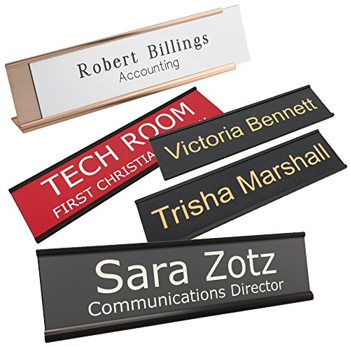 Made in USA Personalized Desk Name Plate – Custom Engraved Office Sign, 2”x8” – Choose Color, Font & Holder by Griffco Supply