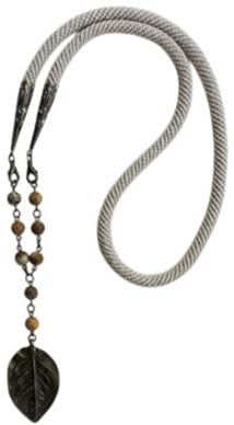 collier au crochet avec pendentif feuille y perles de jaspe