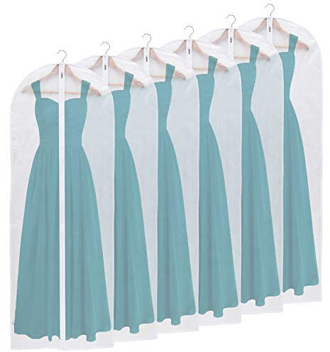 Niviy Garment Bags Pack of 6 Transparent Garment Bags Breathable Suit Bag, White, 23 x 39