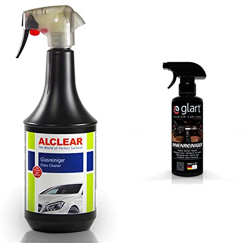 ALCLEAR Nettoyant pour vitres auto avec action en profondeur et effet déperlant, 1.000 ml + Glart 45IR Nettoyant pour habitacle de véhicule 500 ml