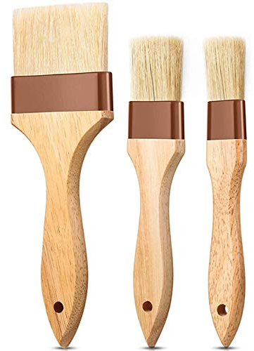 3 Pezzi Pastry Brushes Basting Oil Brush Pennello da Pasticceria in Legno Pennello per Pasticceria Pennello per Olio per Grill Pennello da Pasticceria in Setola Naturale con Manico Lungo in Legno (B)