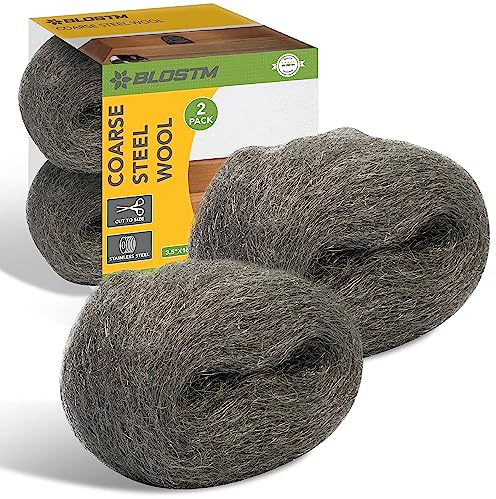 BLOSTM Coarse Steel Wool Mice - Wire Wool Pads for Removing Rust, Cleaning, Polishing Metals and Woods in the Home & Blocking Holes from Rodents for Pest Control 16ft - Pack of 2