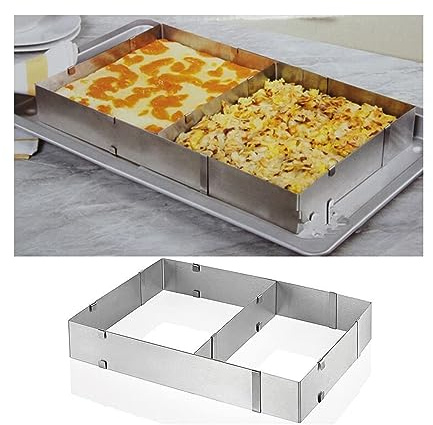 TinLeJa 10 Reach 20 Inch Rectangular Stainless Steel Adjustable Flexible Scalable Mousse Cake Mould Cake Tiramisu Bread Pastry Baking Mould Bakeware Baking Tool
