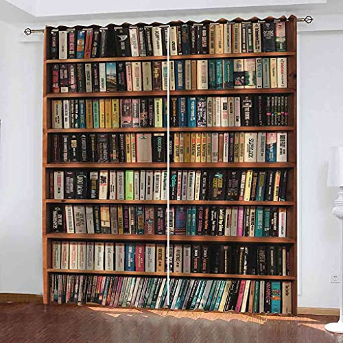 KQDMYT Stampa Foto 3D Tenda Oscurante Con Occhielli Libreria Creatività Poliestere Termica Isolante Riduzione Rumore Insonorizzata Tendaggi Per Soggiorno Camera Da Letto Cucina 140x160cm