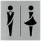 Pictogramme Toilettes Hommes/Femmes (Q1052). Signalisation Porte 150 x 150 mm. Autocollant souple ou plaque alu brossé 2 mm ep. - Adhésif aspect aluminium brossé - Adhésif aspect aluminium brossé -