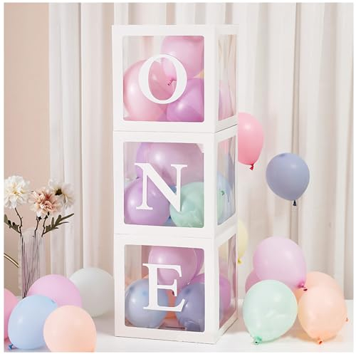 1st Birthday Party Decorations Boxes for Boys & Girls, ONE Birthday Balloon Boxes with Letter