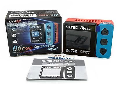 SKYRC B6 neo Lipo Battery Charger Balancer Dis-charger LiFe LiIon LiHV 1S 6S NiMH NiCd 1-15cells Pb 3S 6S DC200W (Without Mains Power Supply) Grey