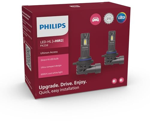 Philips Ultinon Access LED ampoule de phare automobile (HIR2), ultra-compact direct-fit, +80%, 6.000K, set de 2