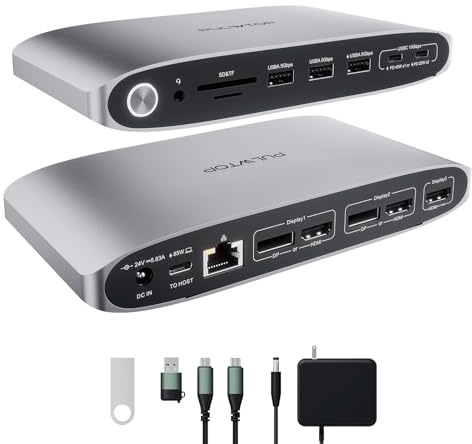 Estación de Acoplamiento DisplayLink con Adaptador de 140W para Mac/Windows