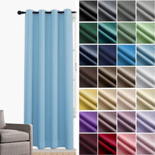 JRUI VerdunklungsvorhäNge 1er Set Thermovorhang Gegen KäLte Und Hitze mit öSen Curtains Living Room Blickdichte VorhäNge LäRmschutzvorhang für Schlafzimmer Kinderzimmer 260 x 200cm (HXB) Hellblau