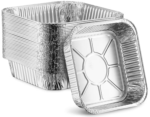MontoPack 8” Disposable Aluminum Foil Square Baking Pans | 8 x 8 Cake Pan Tin for Broiling, Toaster Oven, Meal Prep, Roasting, Take Out | 20 Pack (8 X 8 Without Lids)