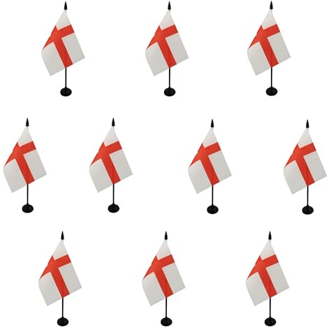 AZ FLAG Set om 10 Bordsflaggor England 15x10 cm 100D Polyester Plastfot