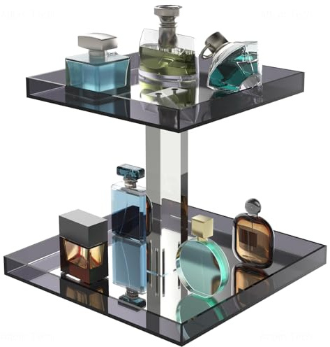 NiHome Organizador de exhibición de Perfume acrílico, Organizador de Colonia de 2 Niveles, Soporte de Maquillaje con Base de Espejo, Bandeja versátil de Almacenamiento de tocador Hecha a Mano para