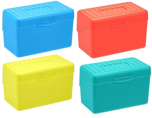 Joskeijky 3x5 Index Card Holder Box, 4 Colors Pack, Basic, Functional, Storage Box, Organizer Case, 300 Card Capacity, 9L, 289g