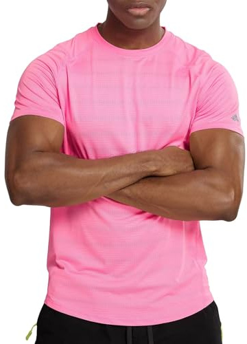 Zengjo Men's Quick Dry Gym Shirt, Moisture Wicking T-Shirt for Training(Pink,XXL)