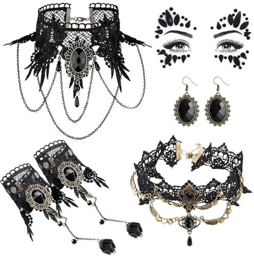 Forbabe Halloween-halsband, gotiskt halsband armband, vampyr tillbehör damer, gotisk choker set för halloween kostym damer