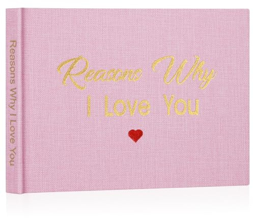 Miaikoe What I Love about You tygbok, fyll i tomma kärleksdagboksbok för par man fru honom hennes födelsedag julklappar julstrumpa fyllare (rosa)
