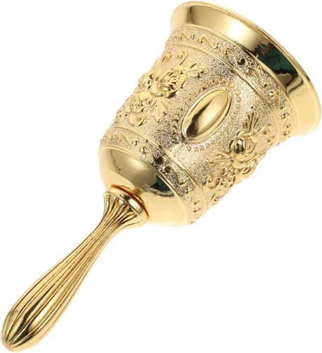 Campana de Mano Vintage Dorada para y Recepción Campanilla de Clásica para Avisos Cocina Decoración Artística y Funcional