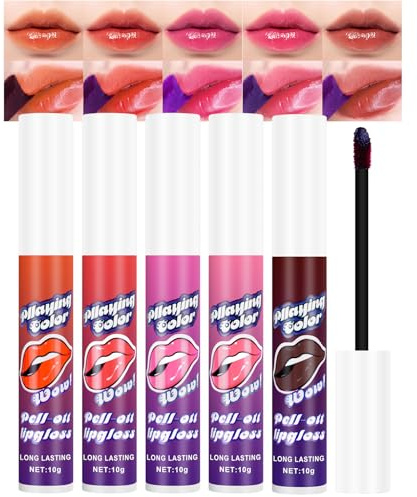 ALIIP Lip Stain Peel Off, 10g x 5 Colores Tinte de Labios Permanente