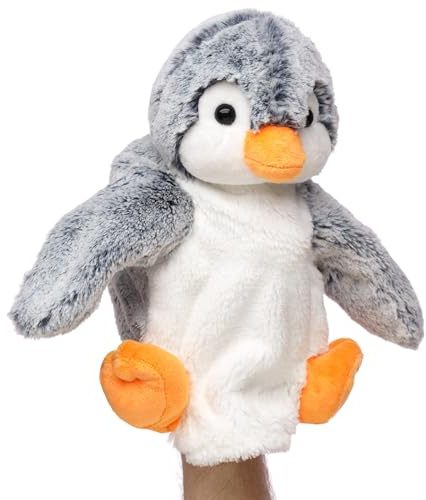 Uni-Toys - Marionetta a forma di pinguino (blu mélange), 24 cm (altezza), peluche