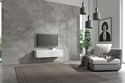 Wuun® TV Lowboard TV Board hängend I 100cm-280cm I Hängeschrank Wohnwand/Somero Weiß-Matt/Weiß-Hochglanz I 100cm