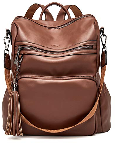 CLUCI Damen Rucksack Weiches Leder Groß Stylisch Frauen Designer Schultertasche Reiserucksack 2 in 1 Braun