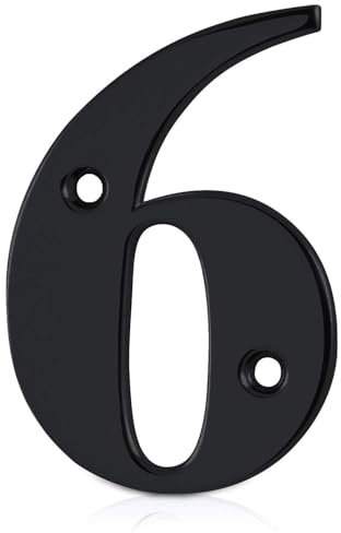 XFORT Matt Black Front Door Number 6, House Number Suitable for All Door Types including Wooden, uPVC, and Composite.