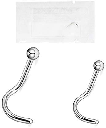 WARRIOR Perforación de nariz Perno de nariz Perno de nariz curvo con bola estéril de acero quirúrgico 316L 18G (1,0 mm) / 22G (0,8 mm) Longitud 6,5 mm PBS-001