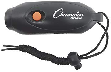 Champion Sports Electronic Hand Whistle, Three Tone-for Sports Coach, Referee, PE Teacher, Lifeguard, & Personal Use -Push Button, Handheld, Indoor and Outdoor, Adjustable Volume and Wrist Strap Black
