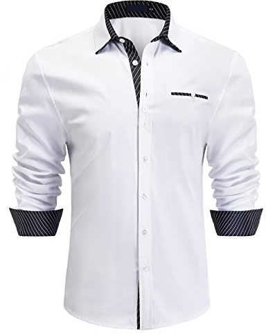 Enlision Camisas para Hombre Casual Camisa de Vestir Formal Camisas Manga Larga Camisa Clásica Elegante Camisa