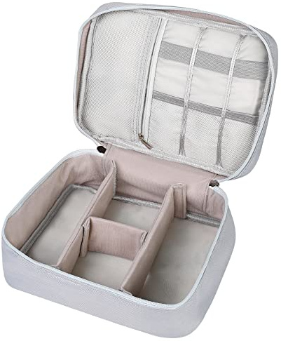 Romon Organizador Cables Viaje, Bolsa Organizadora de Cables Impermeable, Organizadora Universal de Bolsas de Cables, para Cables, Cargador, Teléfono, USB, Tarjeta SD, Cámara (Gris)