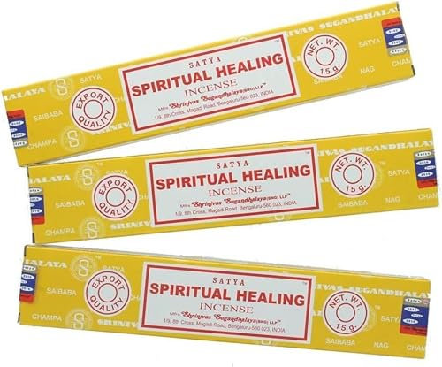 Satya Nag Champa - Varillas de incienso 100 % naturales para curación espiritual, 3 paquetes, varillas de incienso hechas a mano, utilizadas para aliviar el estrés, decoración espiritual, manchas y