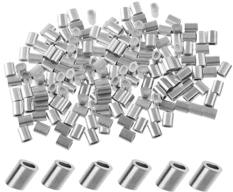 SKYPRO 200 Stück Aluminium-Crimpschlaufenhülsen oval, Aluminium-Drahtseilhülse Crimpen (M2,5, 2,5 mm)