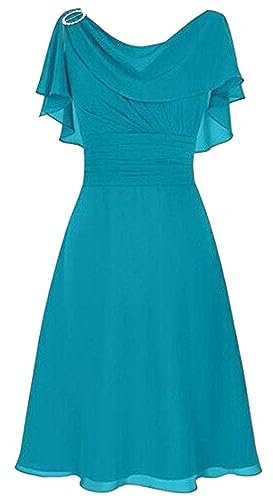 Générique Robe Femme Chic et Elegant ete pour cérémonie mi Longue Robe Demoiselle d'honneur Femme Grande Taille Epaule Denudee Robe de Soiree Cocktail Femme Mariage invitée Bal de Promo (Blue, M)