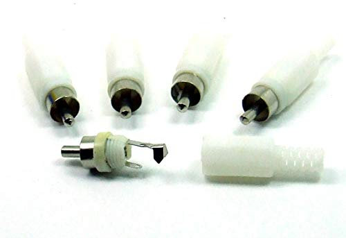 PQMEGA 5 pcs. x RCA Cinch Male connector 1 way White Plastic #A2642
